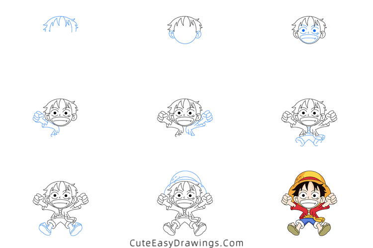 how to draw monkey d luffy - www.cuteeasydrawings.com