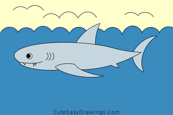 how to draw a shark - www.cuteeasydrawings.com