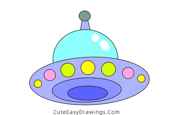 how to draw a ufo - www.cuteeasydrawings.com