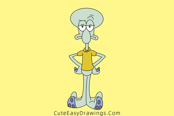 how to draw squidward tentacles - www.cuteeasydrawings.com