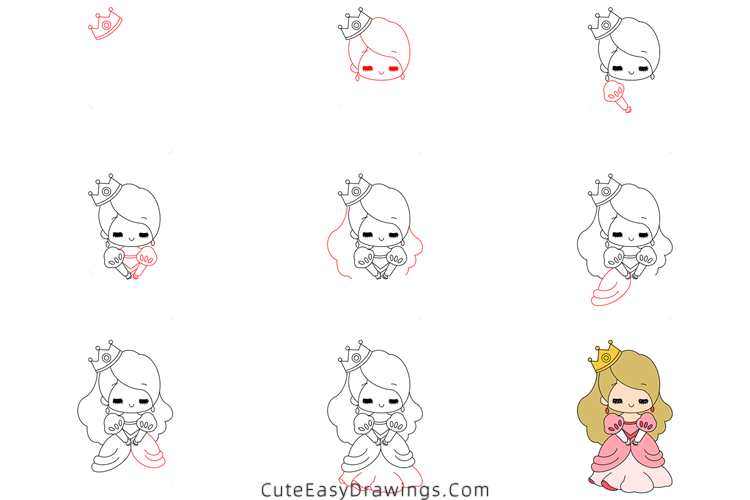 how to draw a princess - www.cuteeasydrawings.com