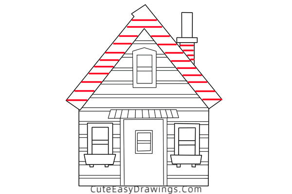 how to draw a cabin - www.cuteeasydrawings.com