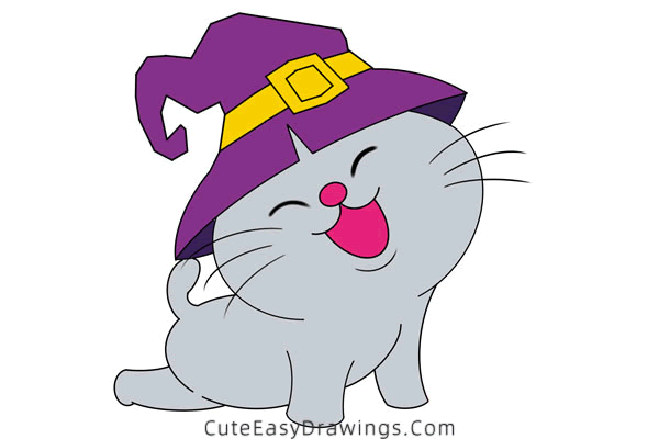 how to draw a halloween cat - www.cuteeasydrawings.com