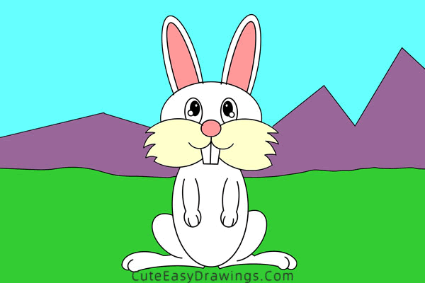 how to draw a rabbit - www.cuteeasydrawings.com
