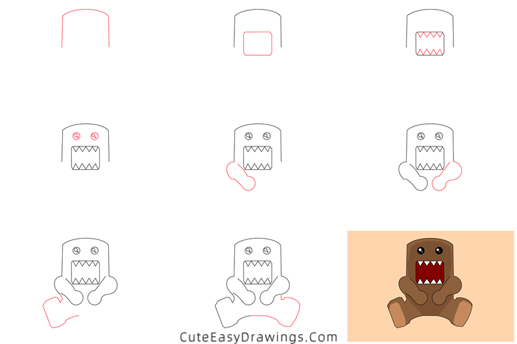 how to draw domo - www.cuteeasydrawings.com