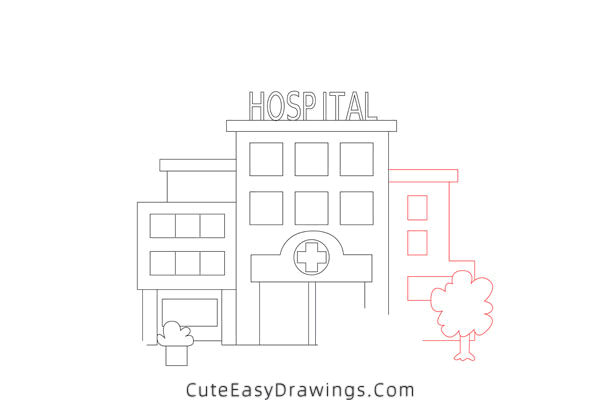 how to draw a hospital - www.cuteeasydrawings.com