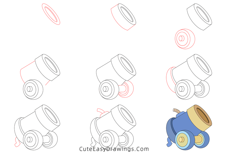 how to draw a cannon - www.cuteeasydrawings.com