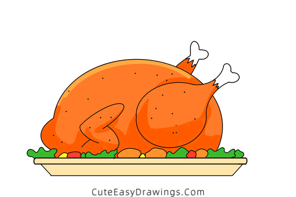 how to draw a roasted turkey - www.cuteeasydrawings.com