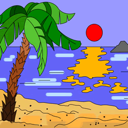 How to Draw Sunrise on the Beach Step by Step