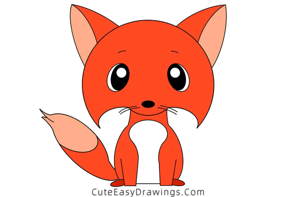 how to draw a fox - www.cuteeasydrawings.com