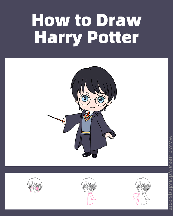how to draw harry potter - www.cuteeasydrawings.com