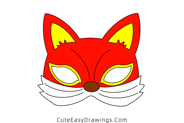 how to draw a fox mask - www.cuteeasydrawings.com