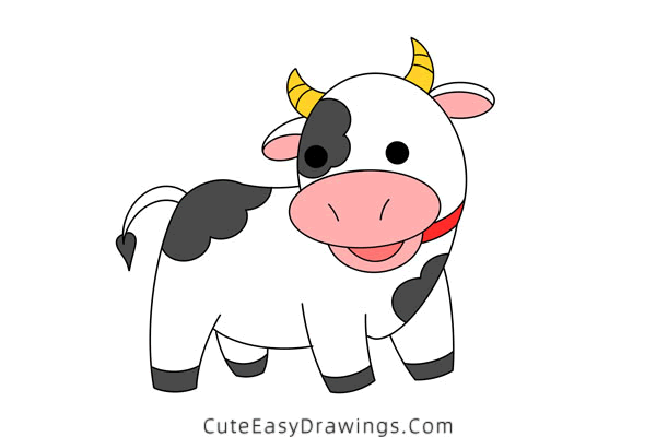 how to draw a cute cow - www.cuteeasydrawings.com