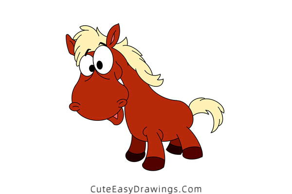 how to draw a horse - www.cuteeasydrawings.com