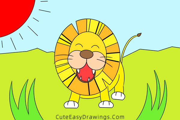 how to draw a lion - www.cuteeasydrawings.com