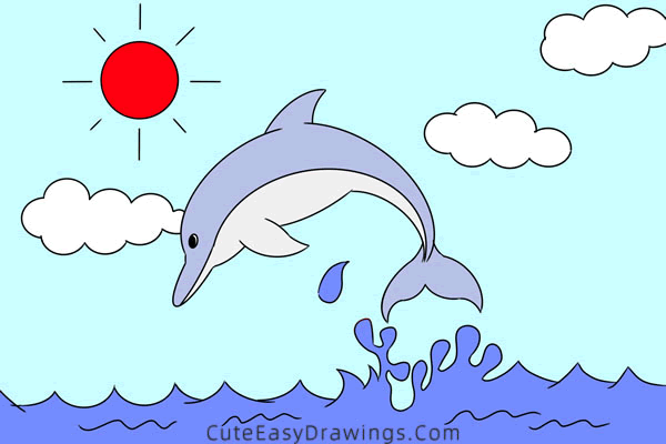 how to draw a dolphin - www.cuteeasydrawings.com