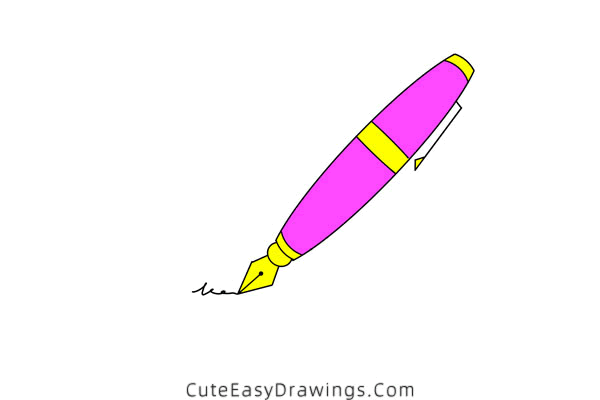 how to draw a fountain pen - www.cuteeasydrawings.com