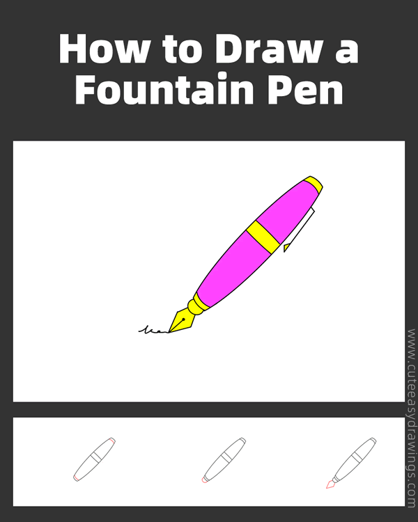 how to draw a fountain pen - www.cuteeasydrawings.com