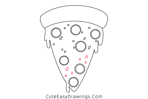 how to draw a pizza slice - www.cuteeasydrawings.com