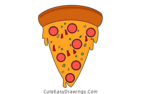 how to draw a pizza slice - www.cuteeasydrawings.com