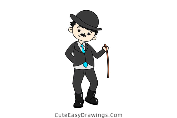 how to draw charlie chaplin - www.cuteeasydrawings.com
