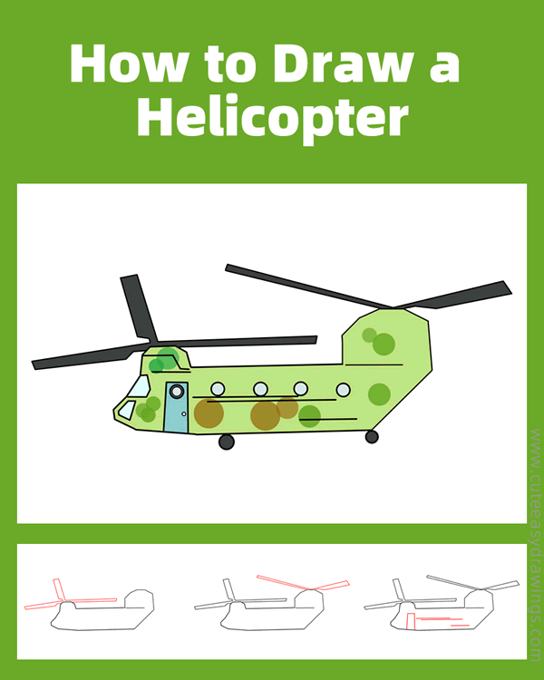 how to draw a military helicopter - www.cuteeasydrawings.com