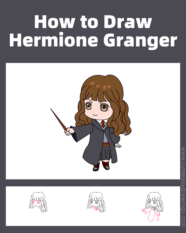 how to draw hermione granger - www.cuteeasydrawings.com