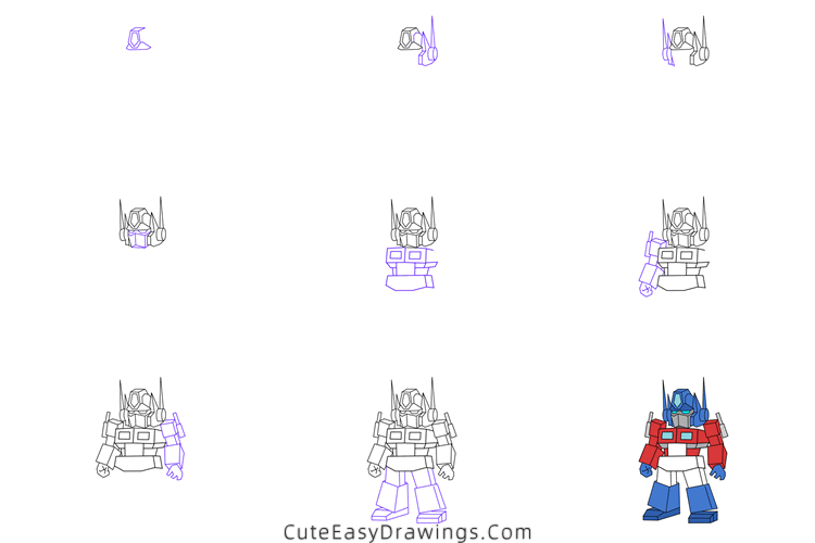 how to draw optimus prime - www.cuteeasydrawings.com