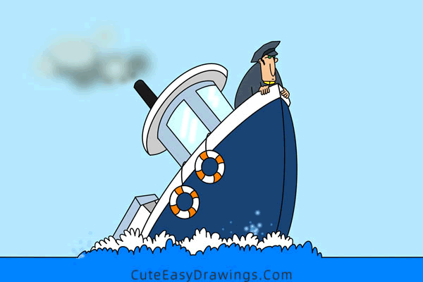 how to draw a sinking ship - www.cuteeasydrawings.com