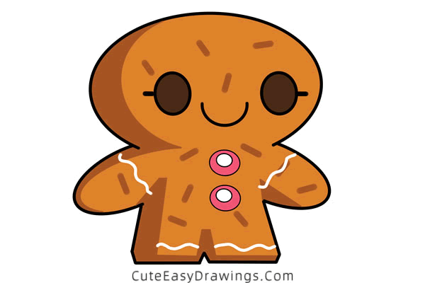 how to draw a gingerbread man - www.cuteeasydrawings.com