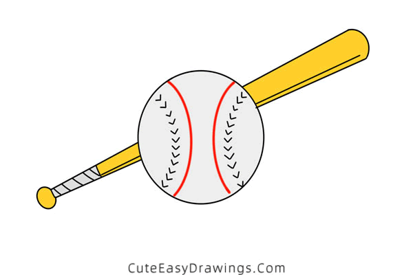 How to Draw a Cricket Bat and Ball Step by Step - Cute Easy Drawings