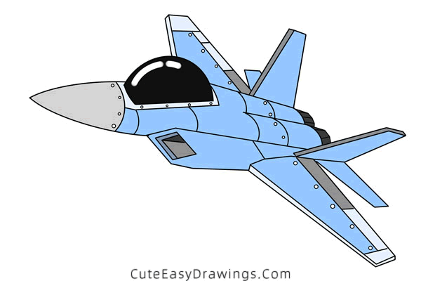how to draw a fighter jet - www.cuteeasydrawings.com