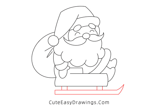how to draw santa claus in sleigh - www.cuteeasydrawings.com