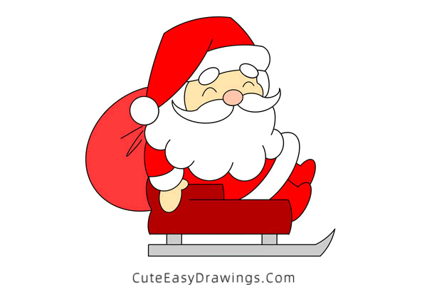 how to draw santa claus in sleigh - www.cuteeasydrawings.com