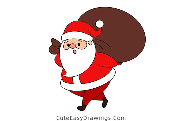 how to draw santa claus with a sack - www.cuteeasydrawings.com