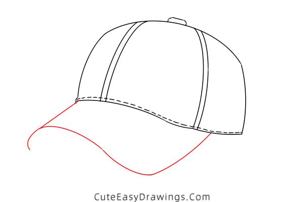 how to draw a baseball cap - www.cuteeasydrawings.com