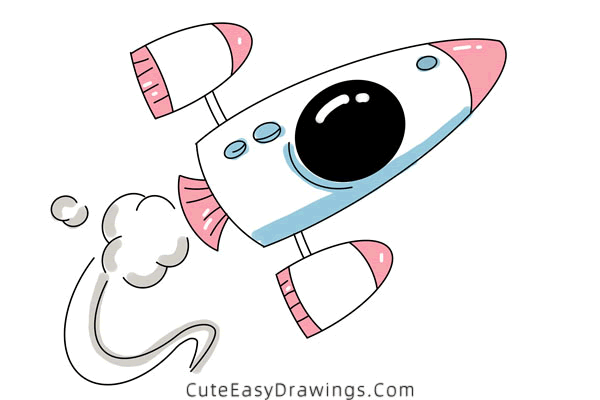 how to draw a spaceship - www.cuteeasydrawings.com