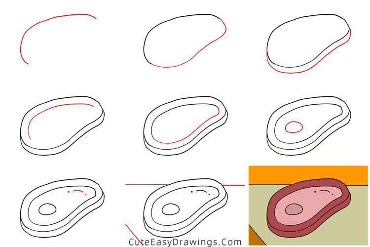 how to draw a steak - www.cuteeasydrawings.com