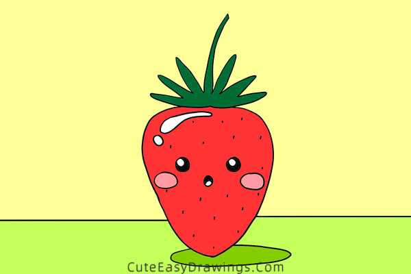 how to draw a cartoon strawberry - www.cuteeasydrawings.com