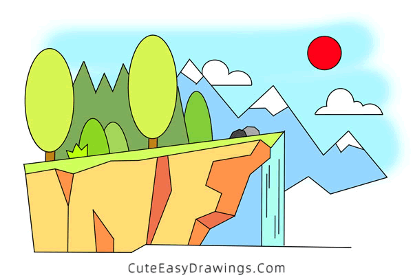how to draw a cliff - www.cuteeasydrawings.com