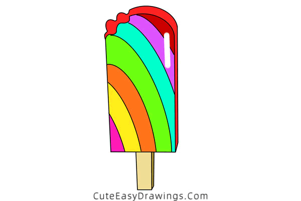 how to draw a rainbow popsicle - www.cuteeasydrawings.com