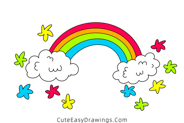 how to draw a rainbow - www.cuteeasydrawings.com