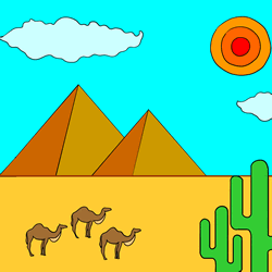How to Draw Desert Pyramids Step by Step