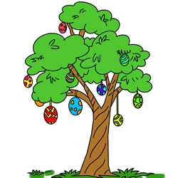 How to Draw an Easter Egg Tree Step by Step