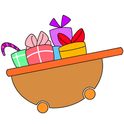 How to Draw a Cart Full of Gifts Step by Step