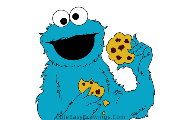 how to draw cookie monster - www.cuteeasydrawings.com