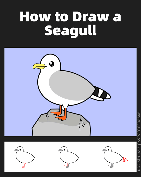 how to draw a seagull - www.cuteeasydrawings.com