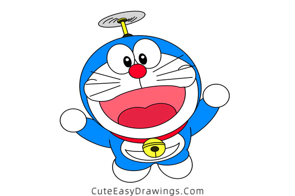 how to draw doraemon with bamboo copter - www.cuteeasydrawings.com