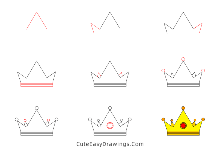 how to draw a crown - www.cuteeasydrawings.com