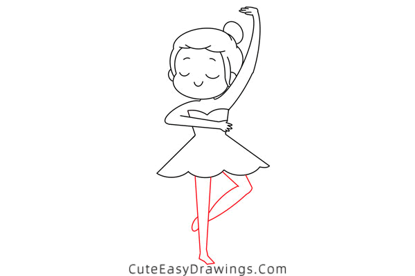 how to draw a dancing girl - www.cuteeasydrawings.com